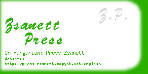 zsanett press business card